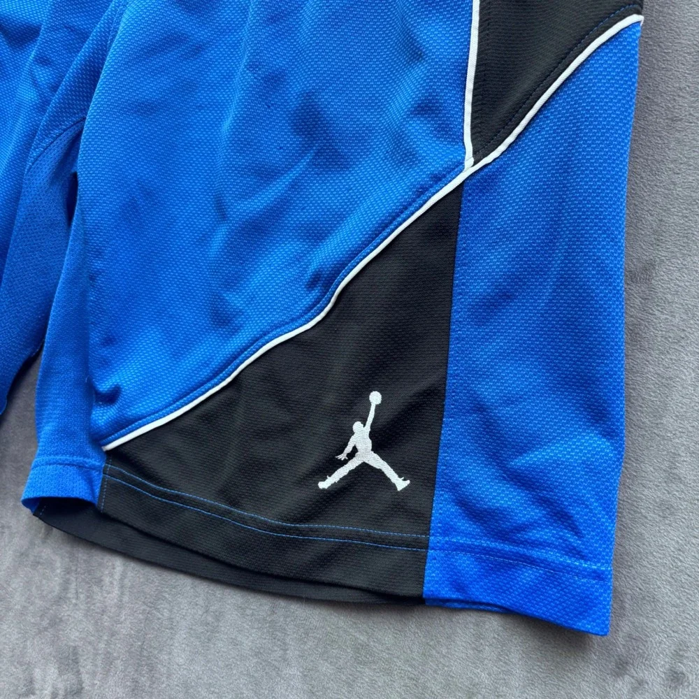 Jordan Mens Blue Black Dri-FIT Basketball Shorts L Jumpman Mesh Athletic Y2K VTG